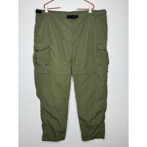 REI Sahara Convertible Pants Mens XL Size 42x30.5 Green Hiking Nylon Belted UPF